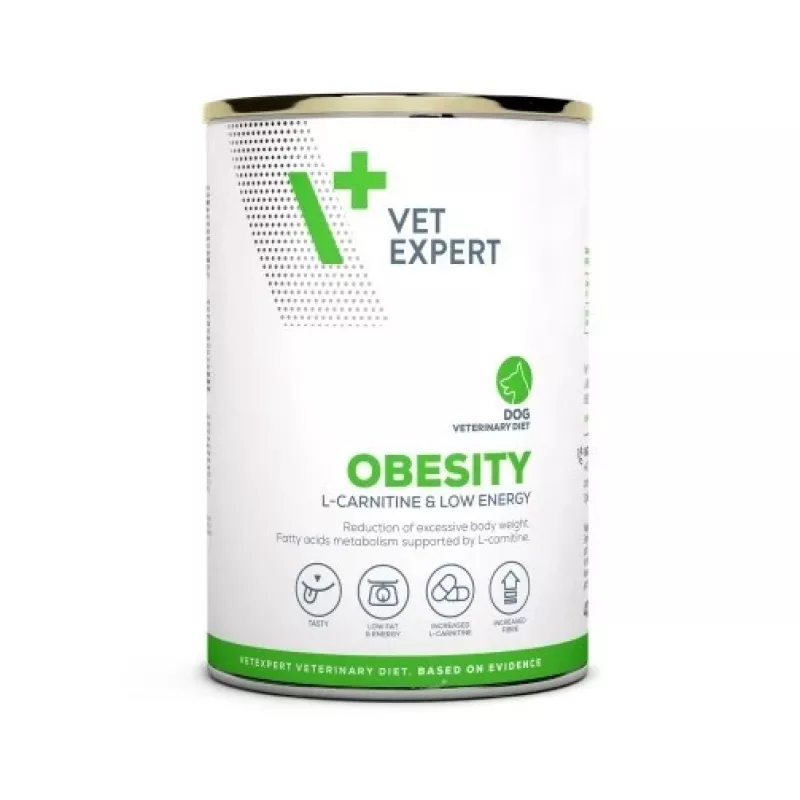 Mokra karma dla psa VETEXPERT Veterinary Diet Obesity dla psów puszka 400 g — drób, dorosłe, niskotłuszczowa, wysoka wilgotność