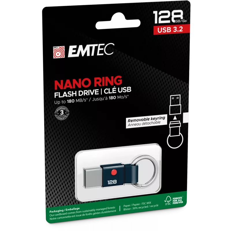 Pamięć USB EMTEC ECMMD128GT103 128 GB USB Type-A 3.2 Gen 1 (3.1) Czarny, odczyt 180 MB/s, zapis 25 MB/s