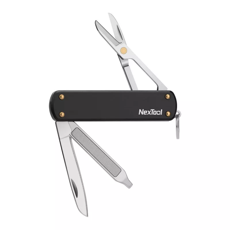 Nóż wielofunkcyjny Nextool NE0141 — składane 4-w-1 narzędzie kieszonkowe, czarny, złożony 6,4 cm, waga 28,5 g