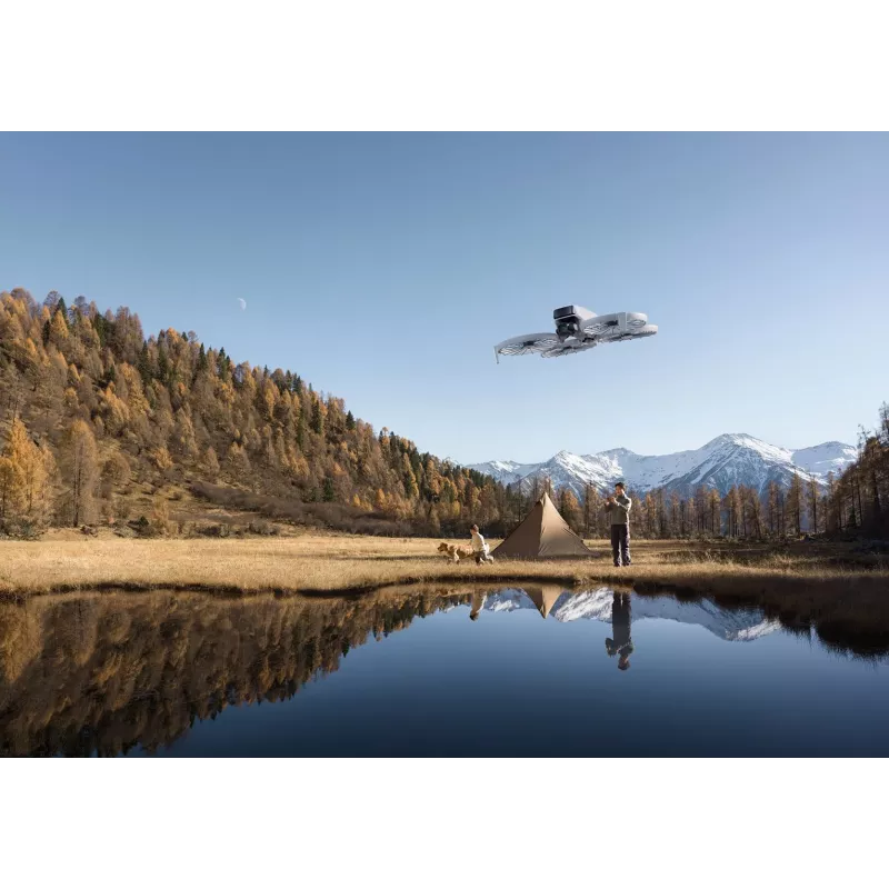 Dron DJI Flip 4 z kamerą 48 MP, 4K (3840x2160), akumulatorem 3110 mAh, 16 m/s, zasięgiem 14 000 m, 4 wirnikami, 0,249 kg, czarno-biały