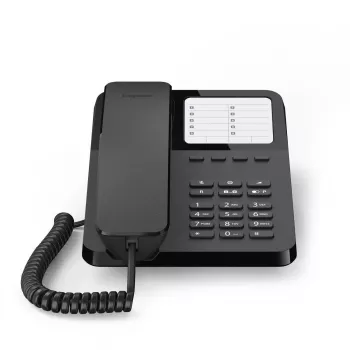Przewodowy telefon biurkowy Gigaset Desk400 — przewodowy telefon stacjonarny, czarny, model DESK 400
