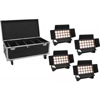 Wielofunkcyjny zestaw lamp LED typu wash EUROLITE 20001034 z 4 akumulatorami, diody LED 18x10W RGBW