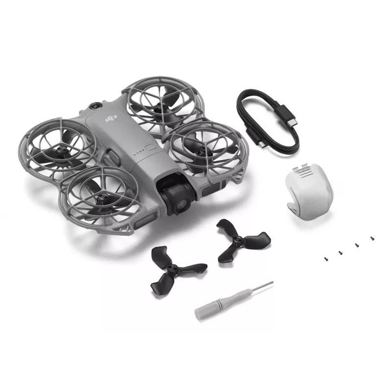 Quadcopter dron DJI Neo 2 — 4 wirniki, aparat 12 MP, wideo 2688×1512, bateria 1606 mAh, pamięć wewnętrzna 49 GB, Wi‑Fi i Bluetooth