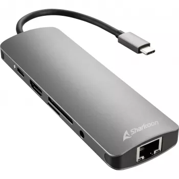 Sharkoon USB 3.0 Type C Combo Adapter interfejsy/karty adaptera HDMI, RJ-45, USB 3.2 Gen 1 (3.1 Gen 1)