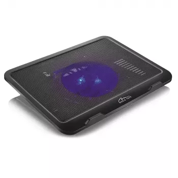 Podkładka chłodząca MEDIA-TECH MT2660 — chłodziarka do laptopa zasilana przez USB, 1 wentylator 13,5 cm, 20 CFM, 1000 RPM, 330×250×40 mm, 327 g, podświetlenie