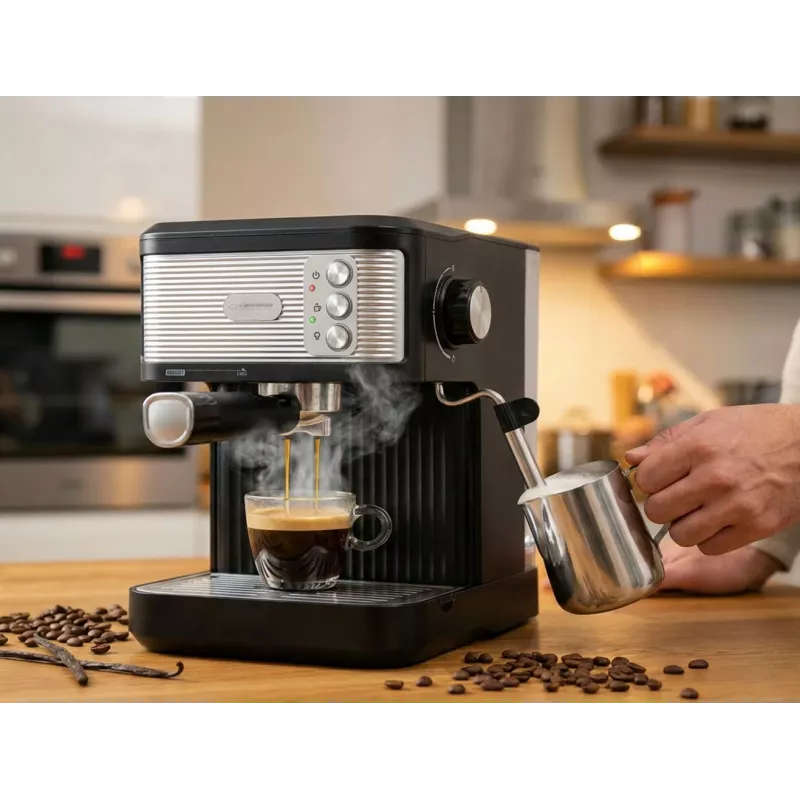 Ekspres do kawy espresso ESPERANZA EKC011 — zbiornik na wodę 1,8 l, 850 W, 20 barów, sterowanie dotykowe, spieniacz mleka