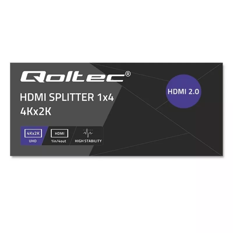 Qoltec 51799 Aktywny Rozdzielacz HDMI 4 x HDMI 4K x 2K | 6Gb/s | 60Hz