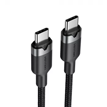 Kabel USB-C do USB-C do przesyłu danych i ładowania Vention TRDBH, 2 m, USB 2.0, 60 W PD, 3 A, 480 Mbit/s, czarny