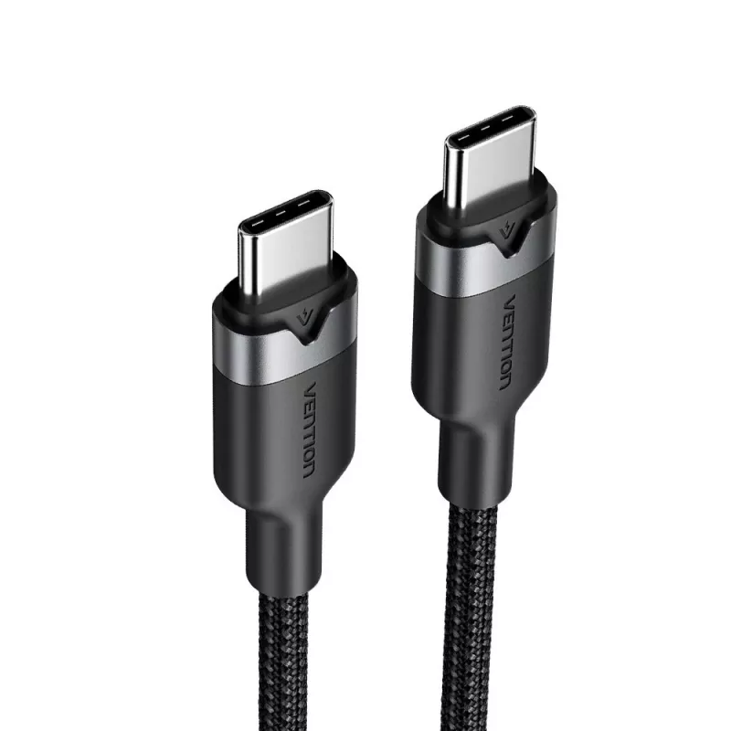 Kabel USB-C do USB-C do przesyłu danych i ładowania Vention TRDBH, 2 m, USB 2.0, 60 W PD, 3 A, 480 Mbit/s, czarny