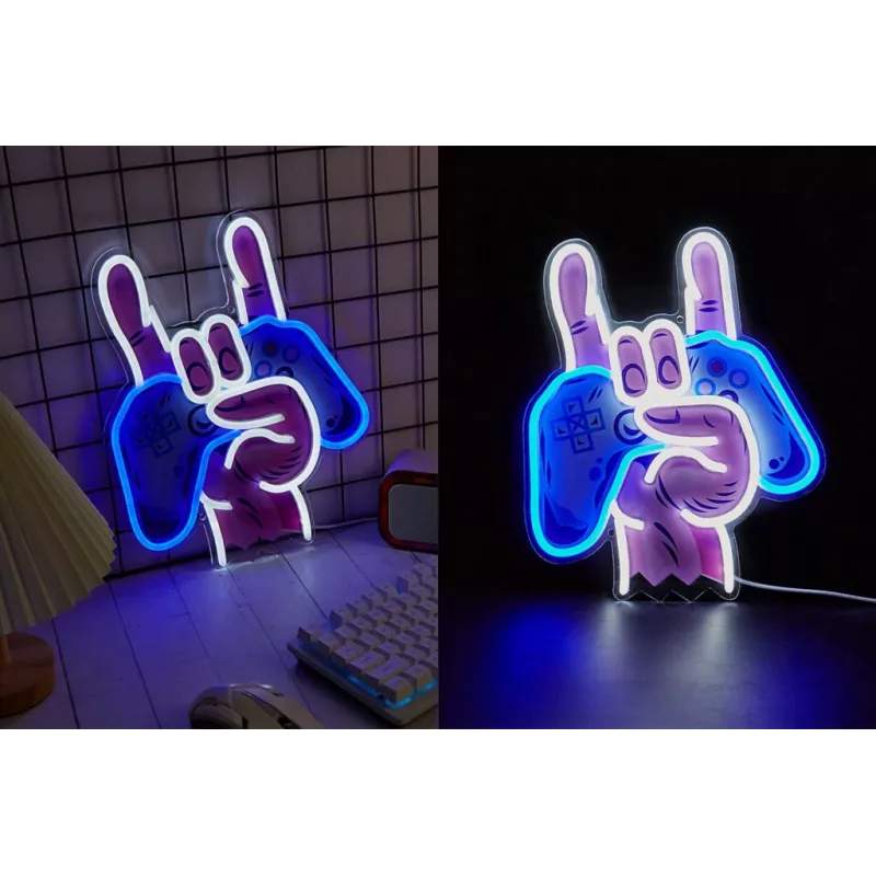 Neon Lights MANTA SNL109MT Ręka z gamepadem - neon, dekoracyjne oświetlenie LED do stanowiska gamingowego