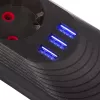 Listwa zasilająca MACLEAN MCE395 B — 5 gniazd, 3×USB, 110–240 V AC, 2,1 A USB, 2500 W, przewód 1,5 m, czarna
