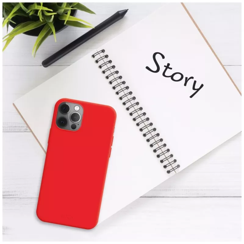 Tylna obudowa telefonu FIXED dla Apple iPhone 16e, gumowa, czerwona, smukłe etui ochronne