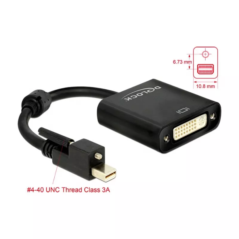 Adapter kabla wideo DeLOCK 62639 Mini DisplayPort na DVI-I 0,25m Czarny