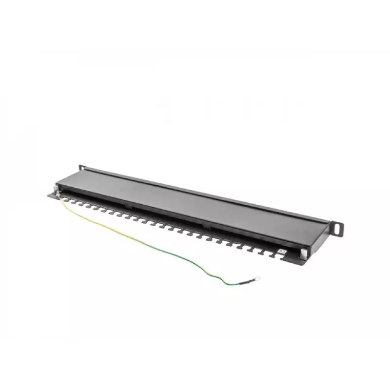 Patch panel LANBERG PPS5-0024-B 24-portowy CAT5e, metalowy, 0,5U, 445×99×22,3 mm, czarny