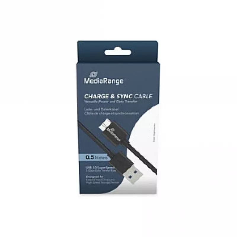 Kabel do ładowania i synchronizacji USB-A na Micro-B USB 3.0 MediaRange MRCS239 — 50 cm, 5 Gb/s, 5 W, czarny