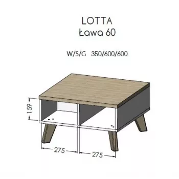 Cama LOTTA 60 Stolik kawowy biały/dąb dąb sonoma
