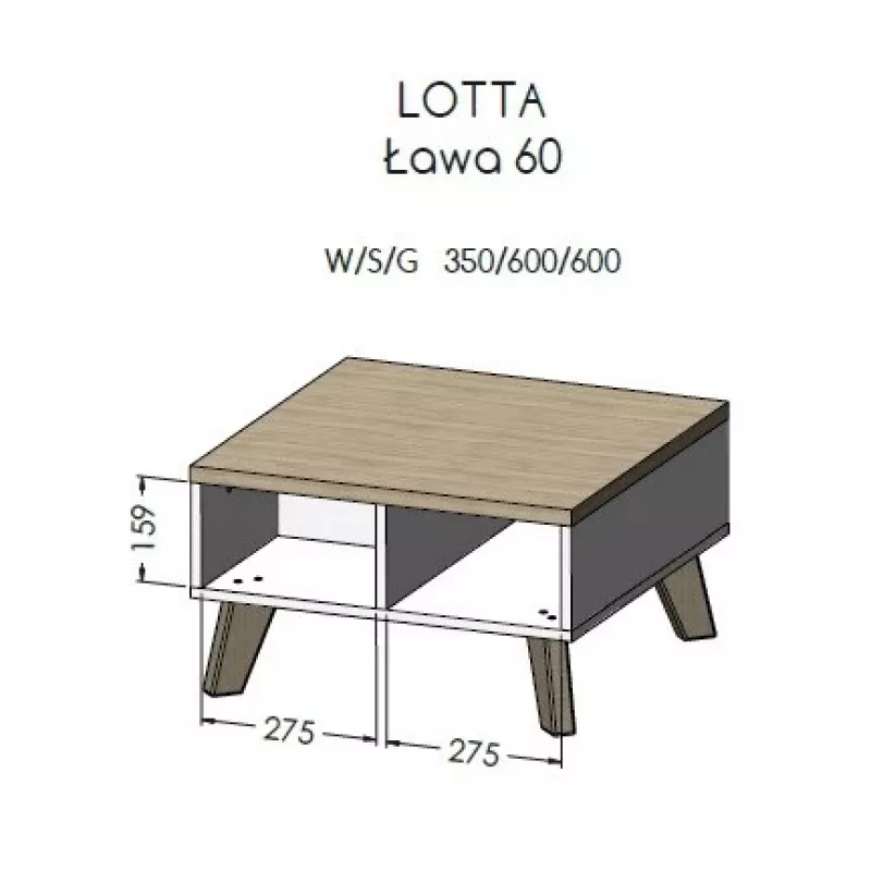 Cama LOTTA 60 Stolik kawowy biały/dąb dąb sonoma