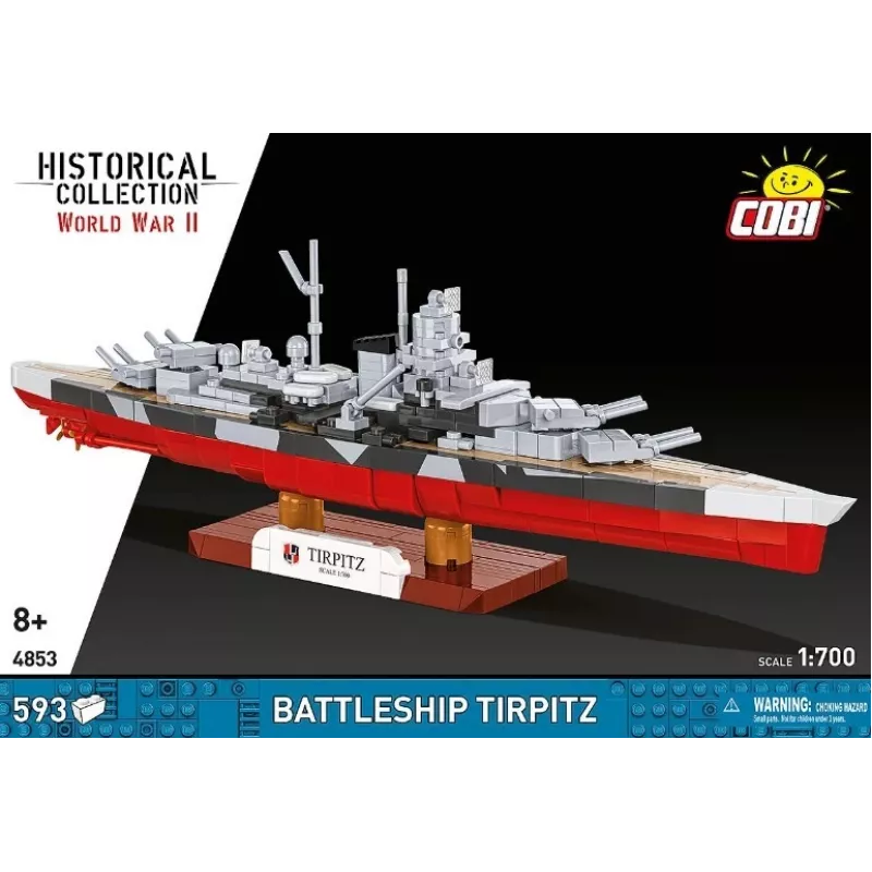 Zestaw konstrukcyjny Cobi pancernik Tirpitz model z 593 elementami, w skali i z funkcjami ekspozycyjnymi