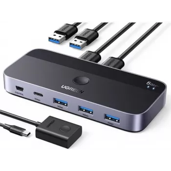 Przełącznik KVM USB UGREEN CM662 2x4 wyjścia, czarny
