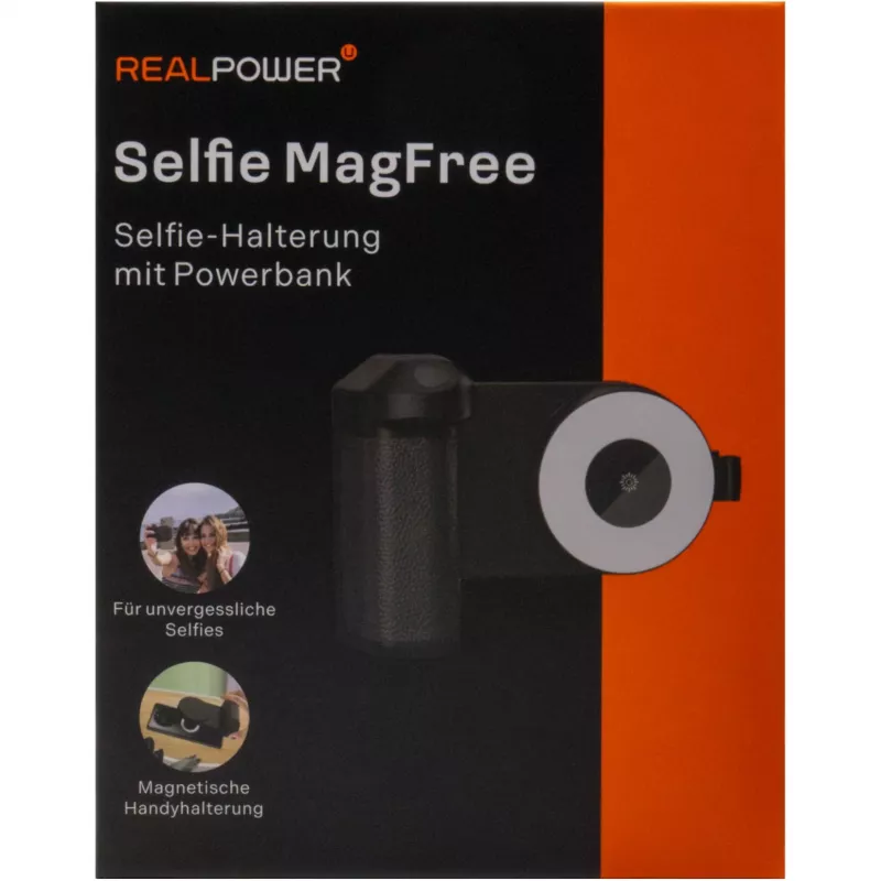 Lampka do selfie RealPower Selfie MagFree LED Czarna Biała ABS PU