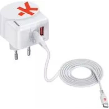 Skross Euro USB Charger AC65PD + kabel USB-C, ładowarka USB 65 W, do użytku wewnątrz pomieszczeń, gniazdo sieciowe, prąd wyjściowy (maks.) 4,05 A, liczba wyjść: 2 x gniazdo USB 3.2 Gen 1 typu A (1302425)