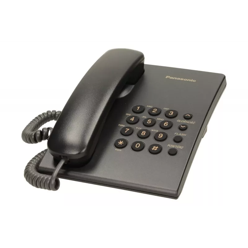Telefon przewodowy Panasonic KX-TS500 czarny z identyfikacją rozmówcy i zestawem głośnomówiącym