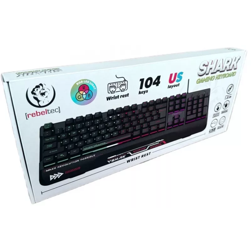 Mechaniczna pełnowymiarowa klawiatura gamingowa Rebeltec Full size game keyboard SHARK