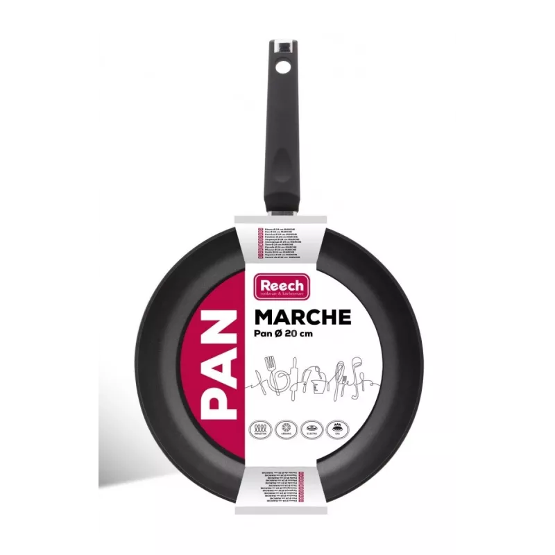 Patelnia LAMART LP1001 MARCHE 20 cm, powłoka nieprzywierająca, czarny