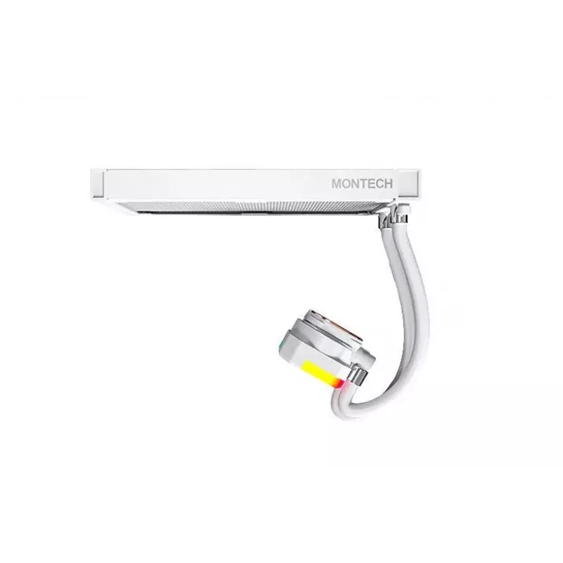 Chłodzenie wodne AIO Montech Hyper Flow ARGB 240 mm Białe — grzejnik 240 mm, podświetlenie ARGB, białe wykończenie