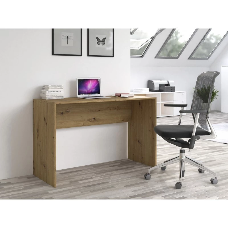 Blat biurka komputerowego top e shop BIURKO PLUS ARTISAN, prosty prostokątny blat, płyta wiórowa, 1200×500×760 mm, kolor dębowy