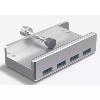 ALLNET ALL-USB3-HUB-4-CLIP Hub interfejsu USB 3.2 Gen 1 (3.1 Gen 1) Type-A 5000 Mbit/s Srebrny (ALL-USB3-HUB-4-CLIP)