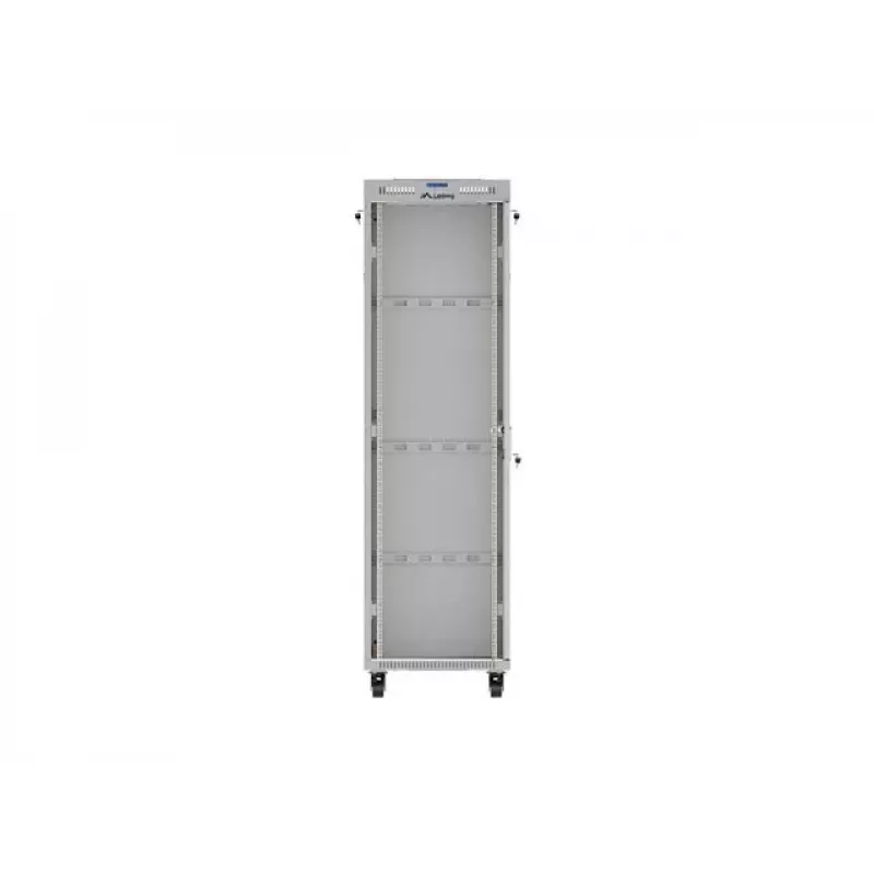 Stojąca szafa rack 19 cali 42U LANBERG 600×600 mm szara z drzwiami szklanymi i LCD (płaski Pack)