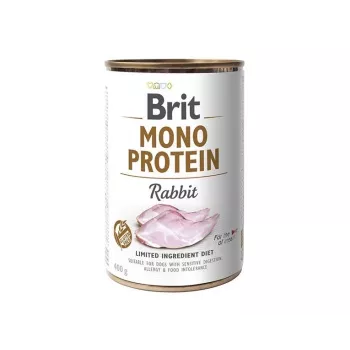 Mokra karma dla psa Brit Mono Protein Rabbit 400 g — karma pełnoporcjowa w puszce, jedno źródło białka zwierzęcego, psy dorosłe