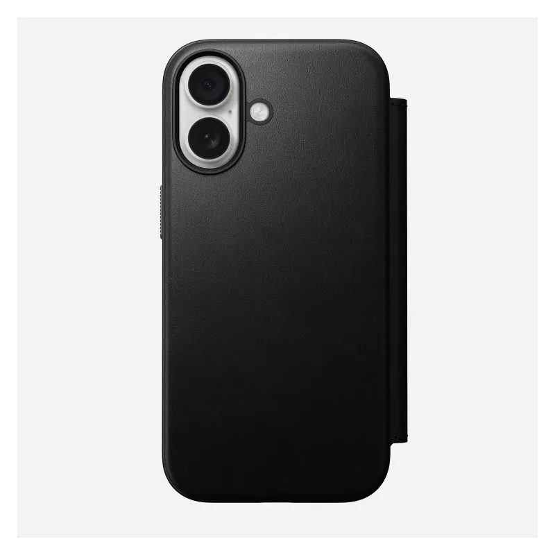 Etui z klapką Nomad Modern Leather Folio dla Apple, mieści do 16 cm (6,3 cala) ekranu, czarny
