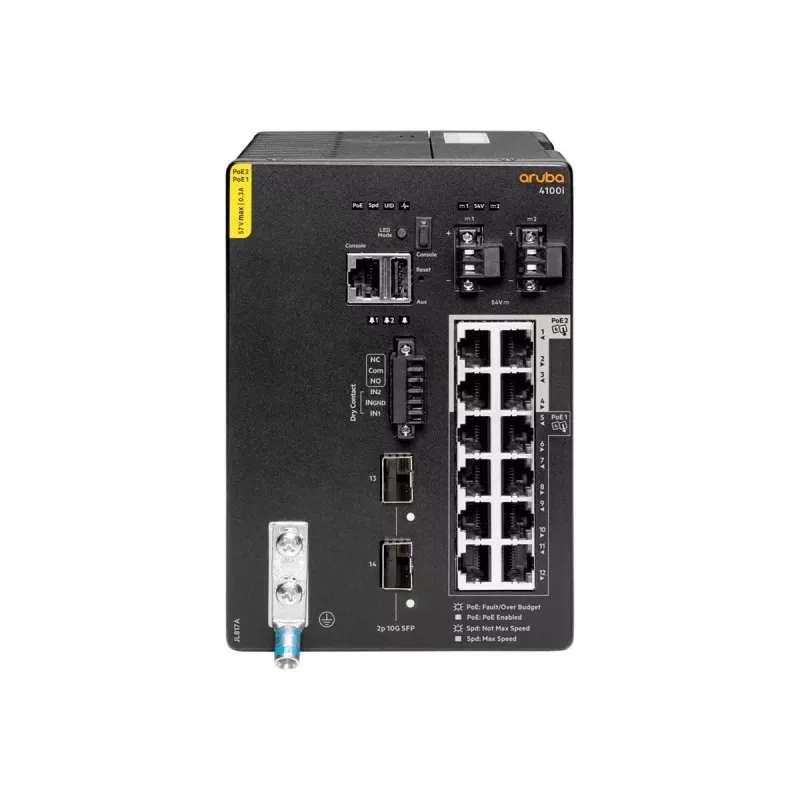 Hewlett Packard Enterprise HPE Aruba 4100i - Switch - 8 x 10/100/1000 (PoE Class 4) + 4 x 10/100/1000 (PoE Class 6) + 2 x SFP+ - montaż na szynie DIN - PoE Class 4 / PoE Class
