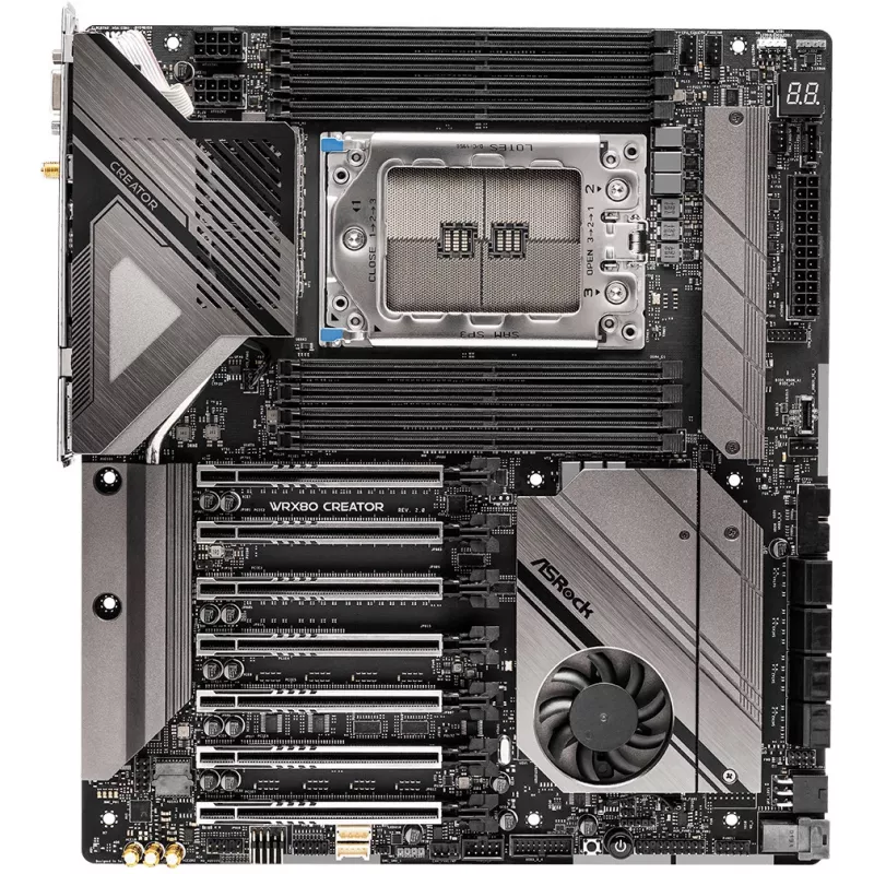 Płyta główna ASRock WRX80 CREATOR R2.0 — AMD WRX80, Socket sWRX8, E-ATX, 8× DIMM DDR4, maks. 2 TB, Wi‑Fi 6E, LAN 10 Gb, audio 7.1
