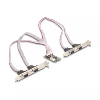 Wewnętrzna karta interfejsu RS-232 DELOCK 95278 — Mini PCI Express host, 4× wyjścia RS-232, FIFO 256 B, 30×51×10 mm