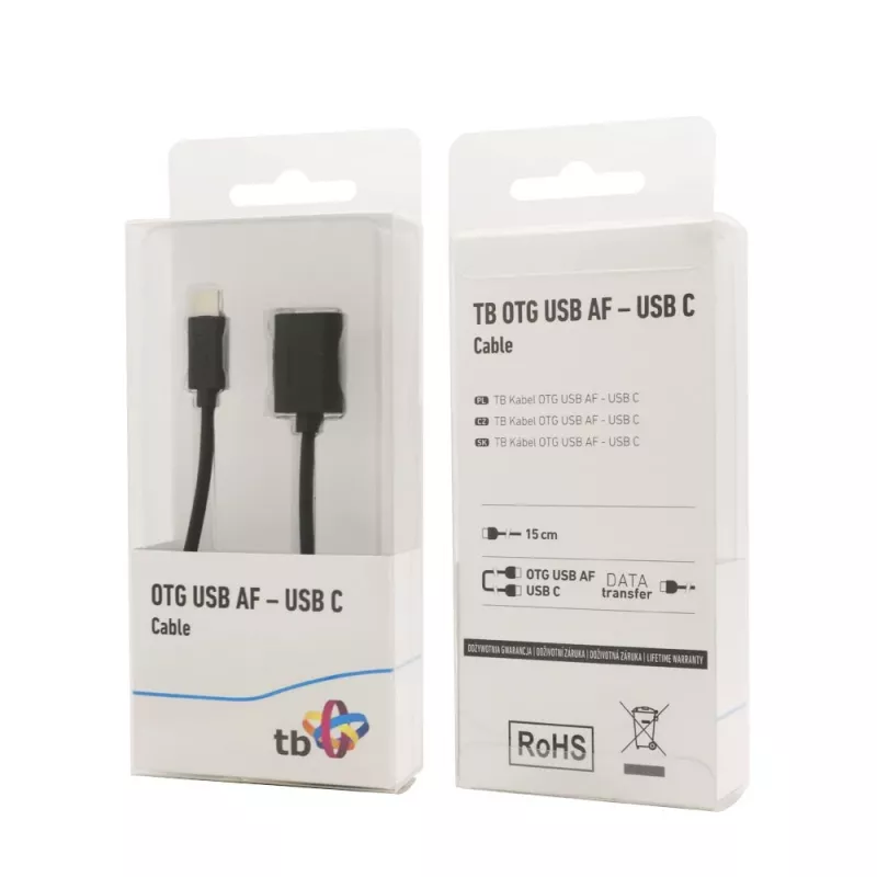 Kabel TB OTG USB AF - USB C 15cm Czarny (AKTBXKU4PAC015B)