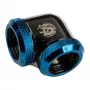 Adapter Bitspower 90° 16 mm OD do 16 mm OD Hardtube, czarny połysk/niebieski