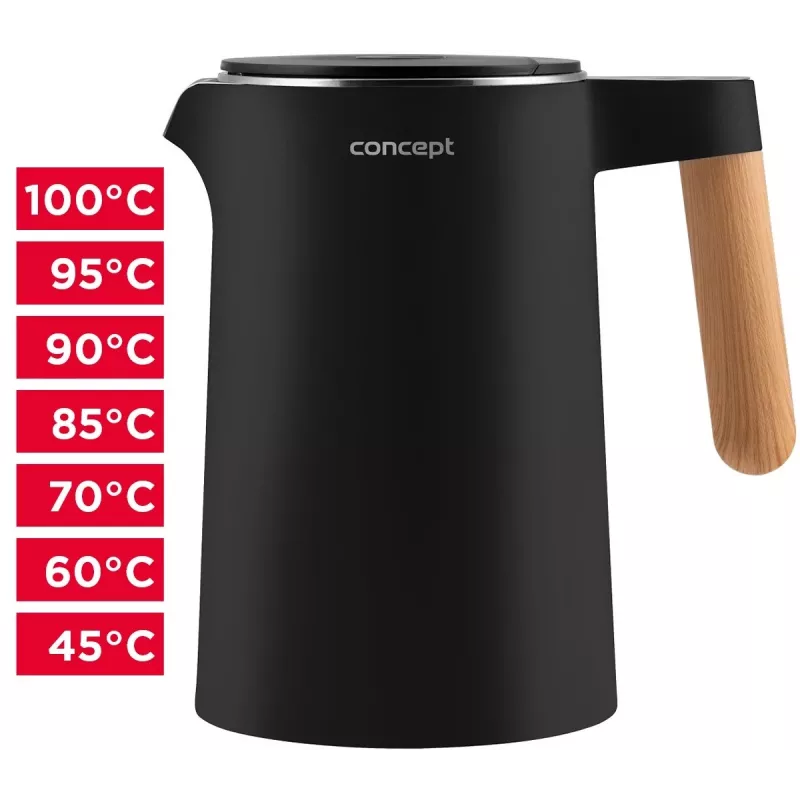Czajnik elektryczny Double Wall 1.5 L Concept Czarny RK 3301