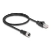 adapter kablowya DeLOCK M12 z kodowaniem D, 4-stykowe gniazdo żeńskie na wtyk RJ45 męski, 50 cm