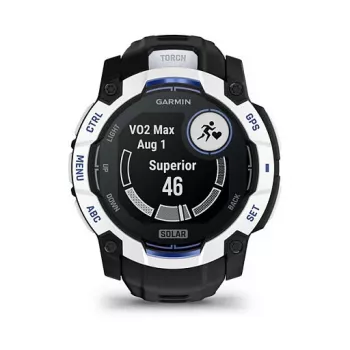 Smartwatch GARMIN Instinct 3.05 cm (1,2 cala) AMOLED 45 mm 390x390 px ekran dotykowy czarny biały GPS 4 GB 53 g pasek silikonowy