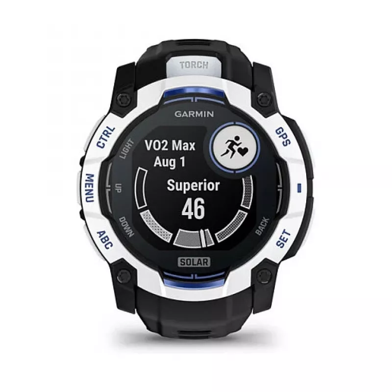 Smartwatch GARMIN Instinct 3.05 cm (1,2 cala) AMOLED 45 mm 390x390 px ekran dotykowy czarny biały GPS 4 GB 53 g pasek silikonowy