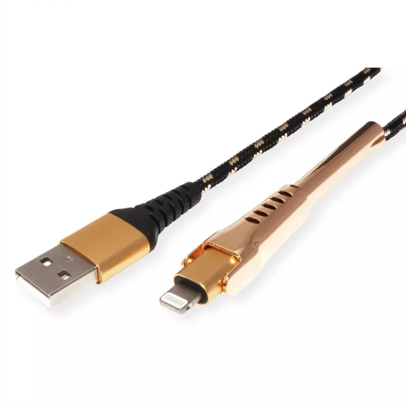 Kabel Lightning ROLINE 11.02.8923 1m czarno-złoty
