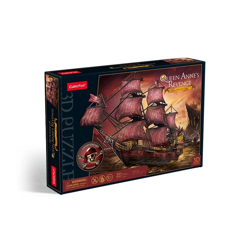 Puzzle 3D cubicfun Queen Anne's Revenge Anniversary Version – model 306-T4040H, kolekcjonerski statek do montażu