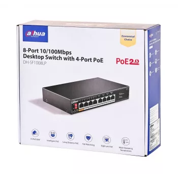 Dahua Technology PoE SF1008LP Unmanaged L2 Fast Ethernet (10/100) Power over Ethernet (PoE) Czarny