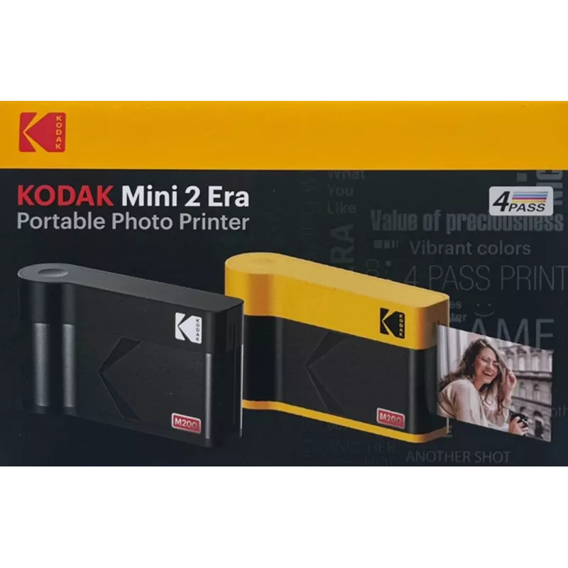 Aparat natychmiastowy Kodak Mini 2 Era Czarny — kompaktowy aparat do natychmiastowego drukowania zdjęć, drukowanie w kolorze