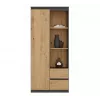 Top e Shop RS-80 BILY regał biurowy, antracytowa rama, drzwi dąb artisan, 7 półek, 2 szuflady, 1800×800×350 mm