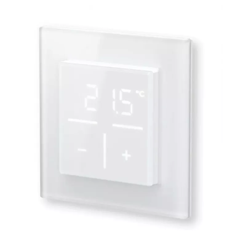 Szklany termostat ścienny Homematic IP model 161458A0 — cyfrowy, biały, 230 V, IP20
