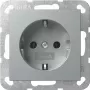 Gniazdo Gira SCHUKO System 55 F Alu model 418826 — podtynkowe gniazdo z uziemieniem ochronnym, kompatybilne z ramką System 55